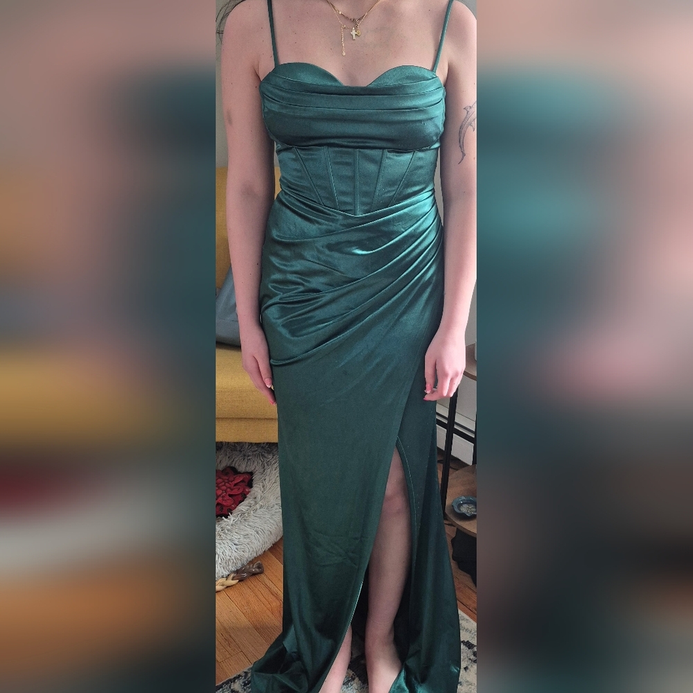 Windsor Emerald Satin Maxi Dress